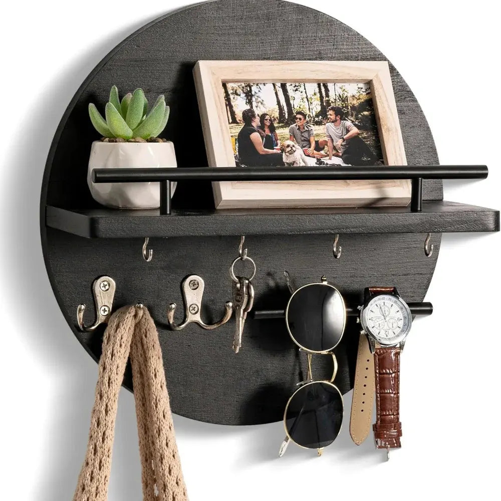 Circular Wood Key Rack | Chic Eco-Friendly Wall Organizer