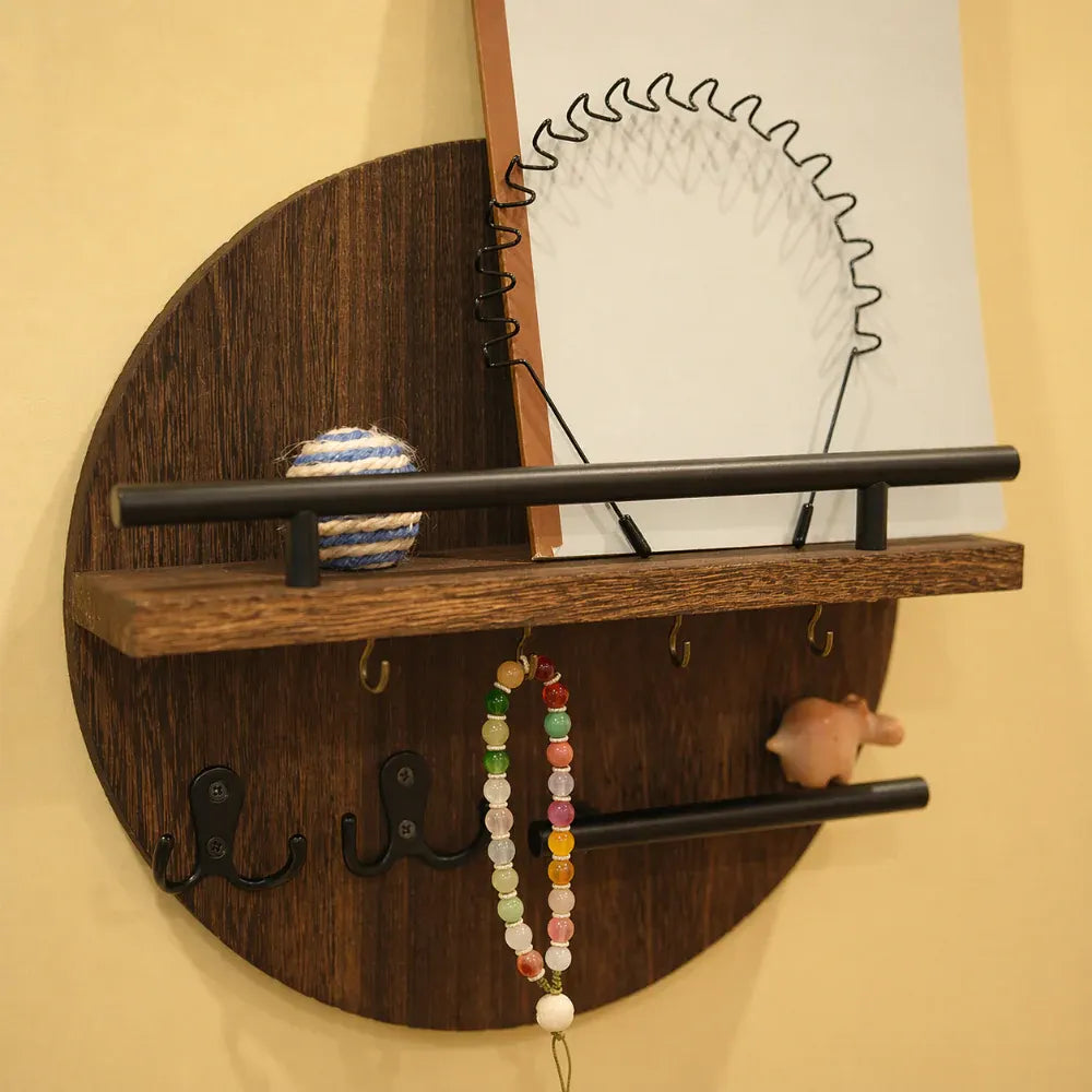 Circular Wood Key Rack | Chic Eco-Friendly Wall Organizer