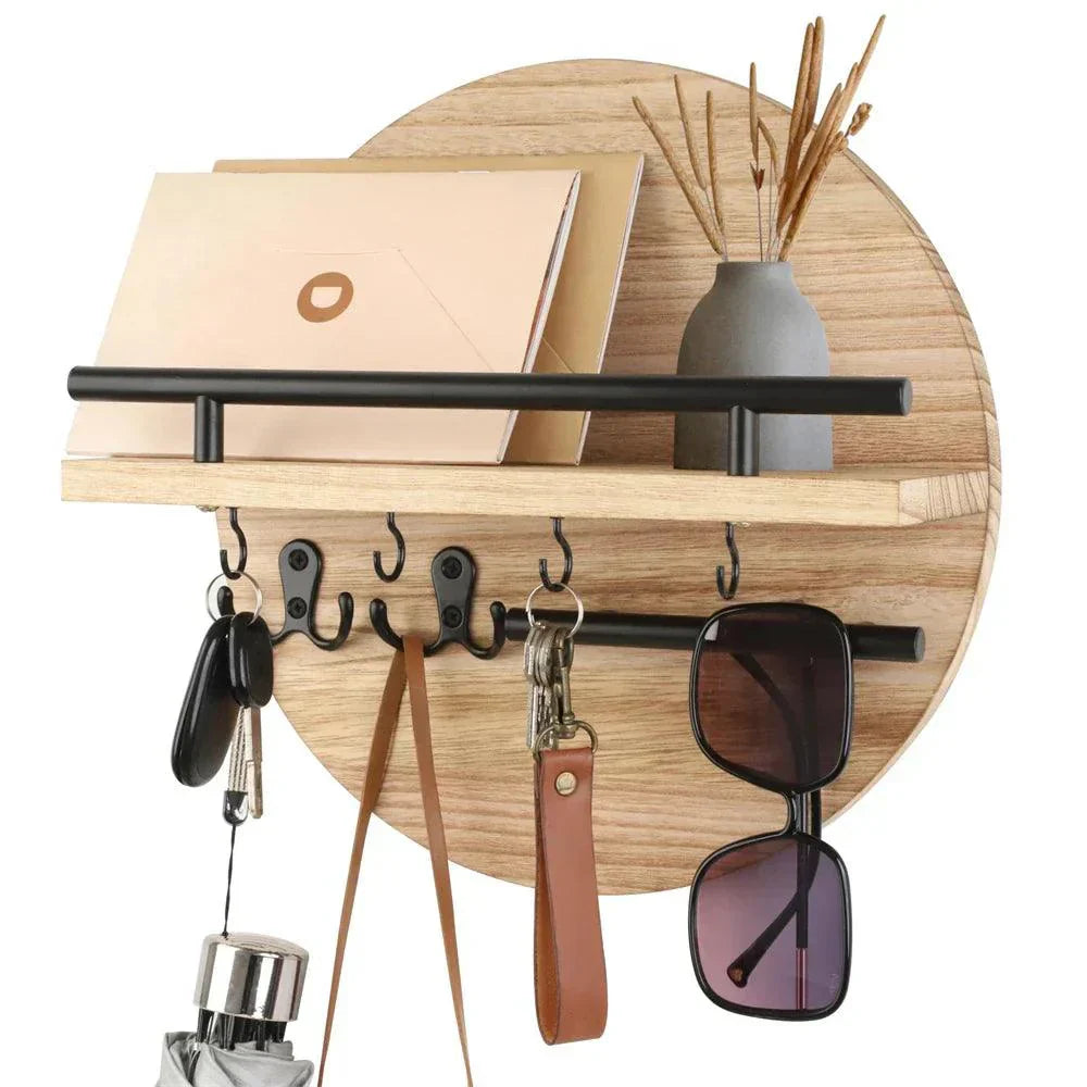 Circular Wood Key Rack | Chic Eco-Friendly Wall Organizer