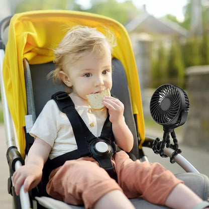 Clip-On Battery Powered Fan for Strollers and Portable Use