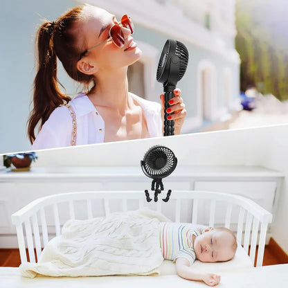 Clip-On Battery Powered Fan for Strollers and Portable Use