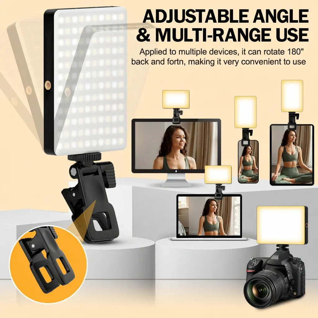 Clip-On LED Phone Camera Light with Adjustable Brightness Modes for Selfies