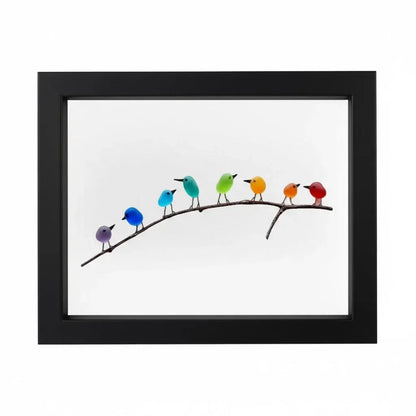 Coastal Bird Wall Decor with Sea Glass and Driftwood Frame
