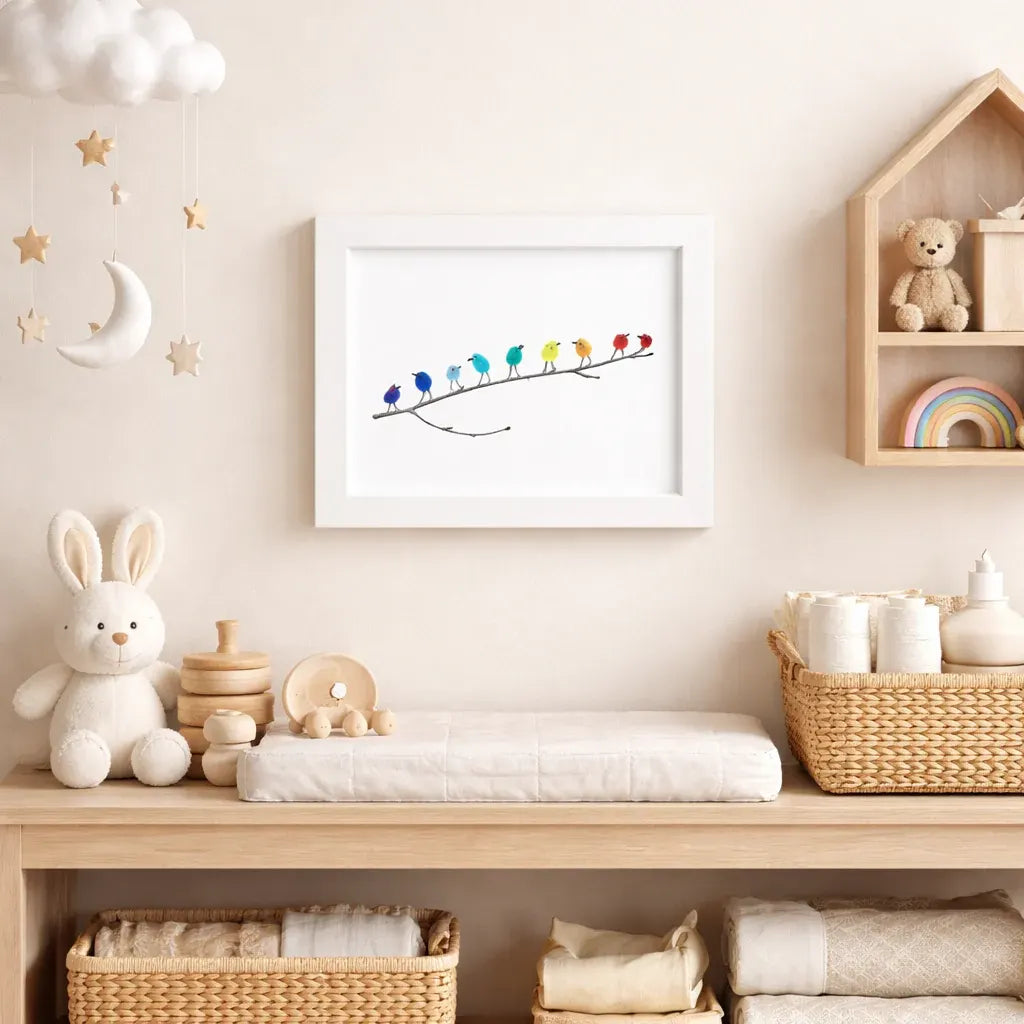 Coastal Bird Wall Decor with Sea Glass and Driftwood Frame