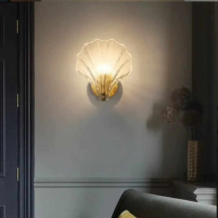 Coastal Shell-Inspired Glass Sconce | Contemporary Art Deco Wall Lamp
