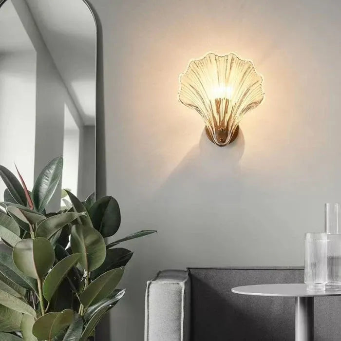 Coastal Shell-Inspired Glass Sconce | Contemporary Art Deco Wall Lamp