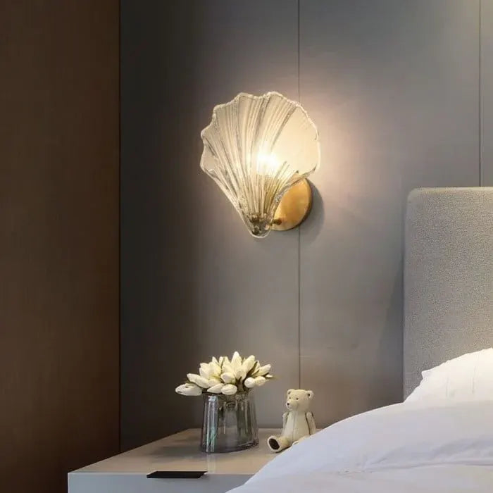 Coastal Shell-Inspired Glass Sconce | Contemporary Art Deco Wall Lamp