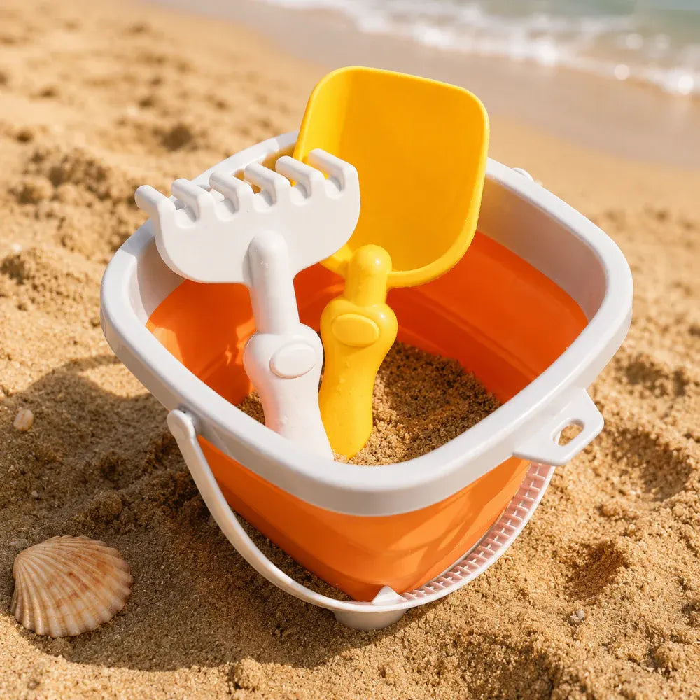 Collapsible Beach Sand Bucket Play Set for Kids Outdoor Summer Fun