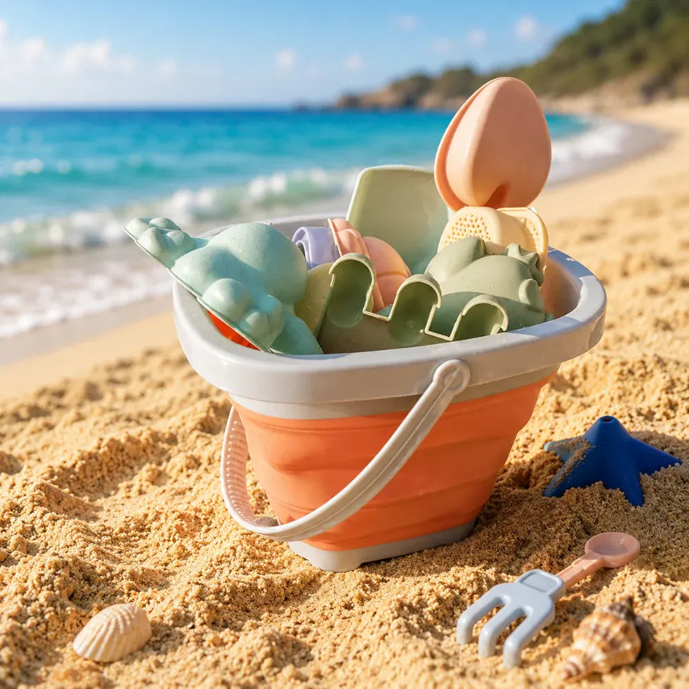 Collapsible Beach Sand Bucket Play Set for Kids Outdoor Summer Fun