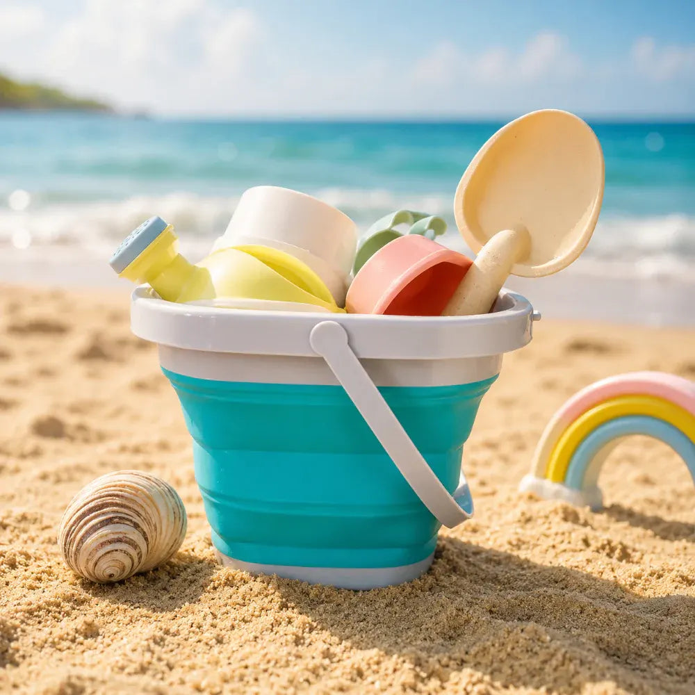 Collapsible Beach Sand Bucket Play Set for Kids Outdoor Summer Fun