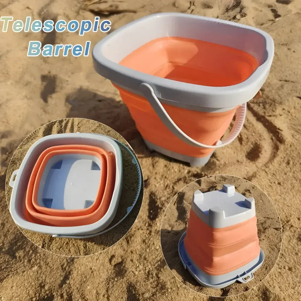 Collapsible Beach Sand Bucket Play Set for Kids Outdoor Summer Fun