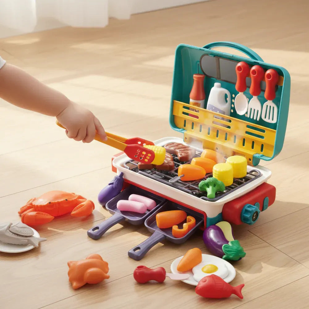 Color-Changing Kids BBQ Grill Playset with Realistic Smoke Effect