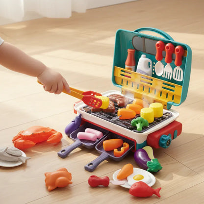 Color-Changing Kids BBQ Grill Playset with Realistic Smoke Effect