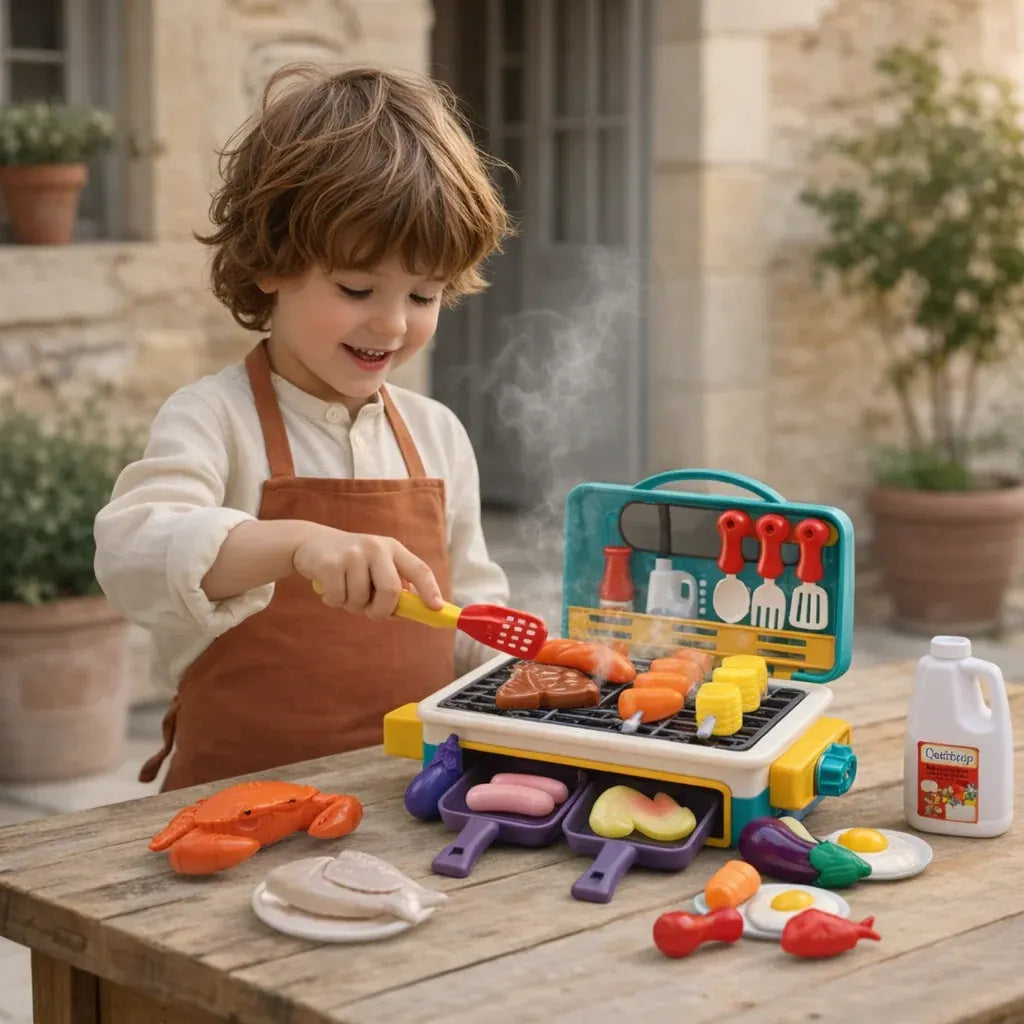 Color-Changing Kids BBQ Grill Playset with Realistic Smoke Effect