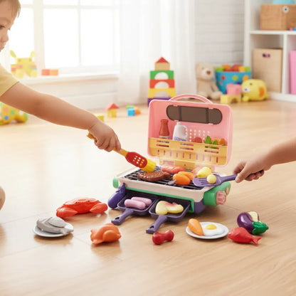 Color-Changing Kids BBQ Grill Playset with Realistic Smoke Effect