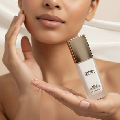Color-Changing SPF Foundation Bottle with Adaptive Shade Technology