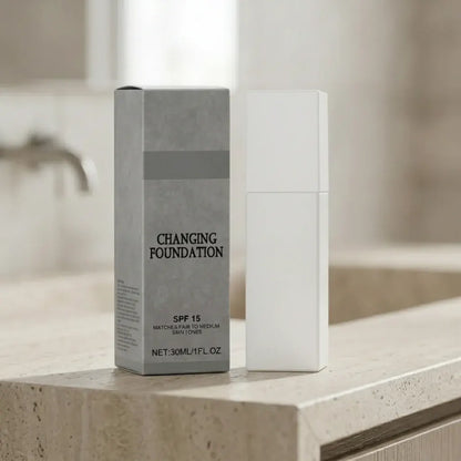 Color-Changing SPF Foundation Bottle with Adaptive Shade Technology