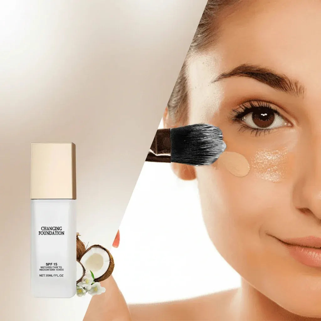 Color-Changing SPF Foundation Bottle with Adaptive Shade Technology