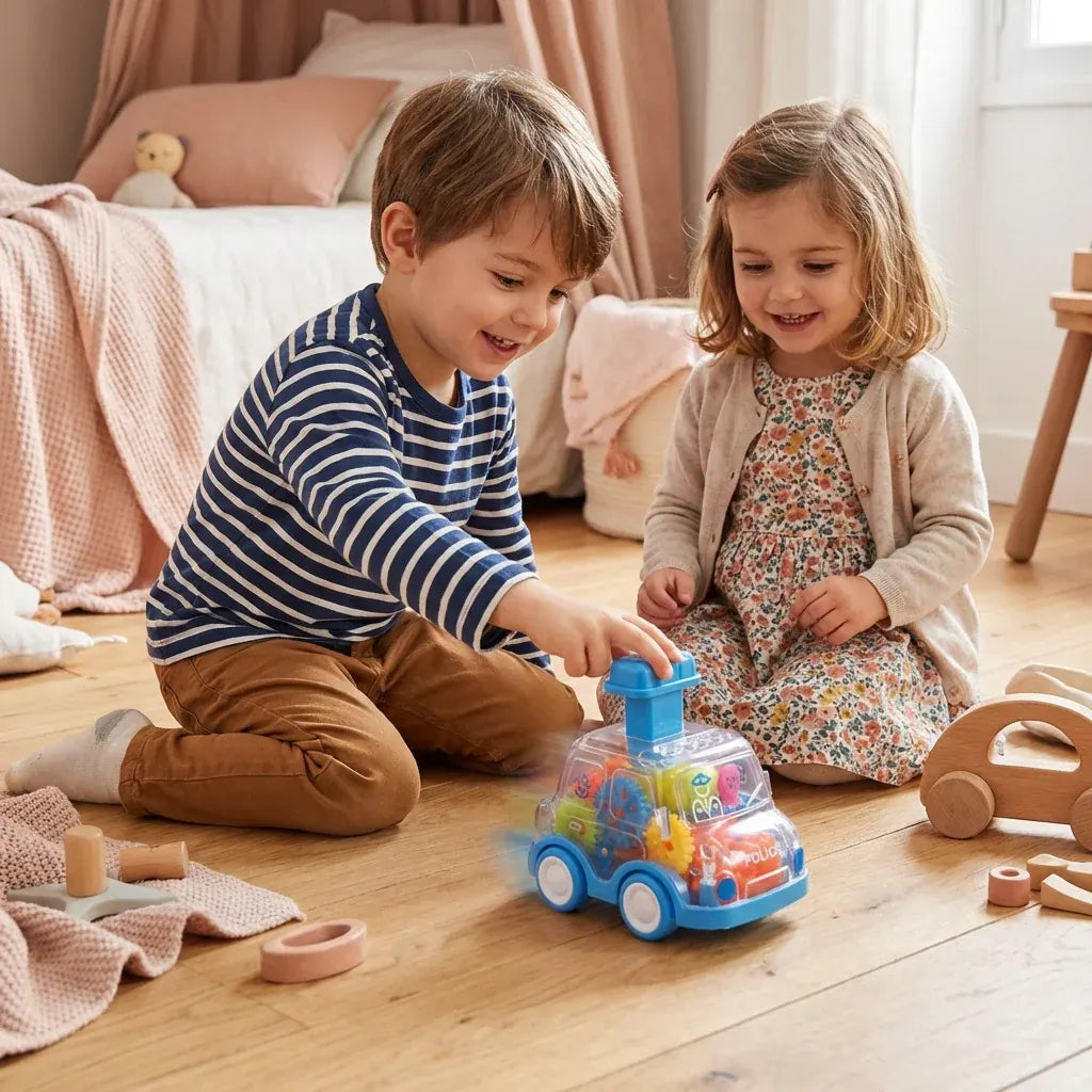 Colorful Educational Gear Mechanism Push-and-Go Toy Cars for Kids