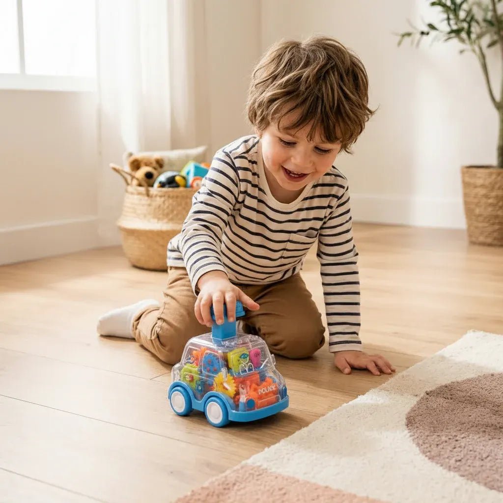 Colorful Educational Gear Mechanism Push-and-Go Toy Cars for Kids
