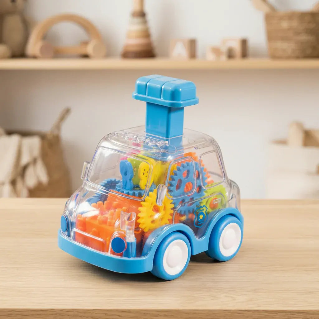 Colorful Educational Gear Mechanism Push-and-Go Toy Cars for Kids