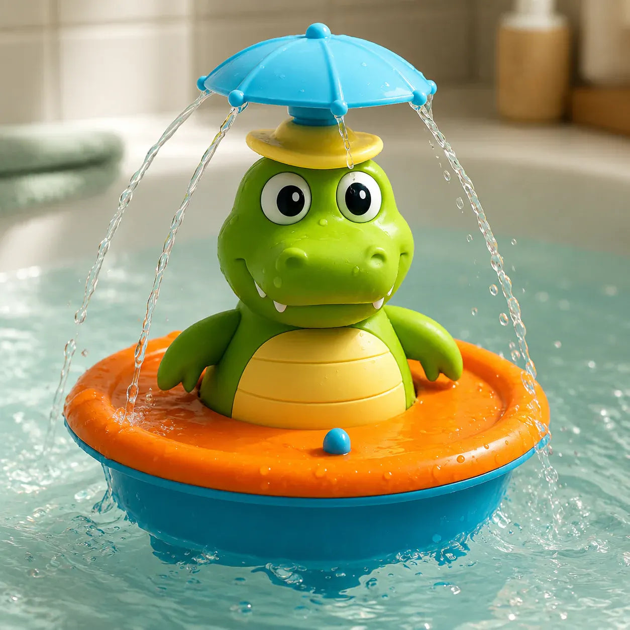 Colorful Light-Up Floating Bath Toy for Toddlers with Water Spray Feature