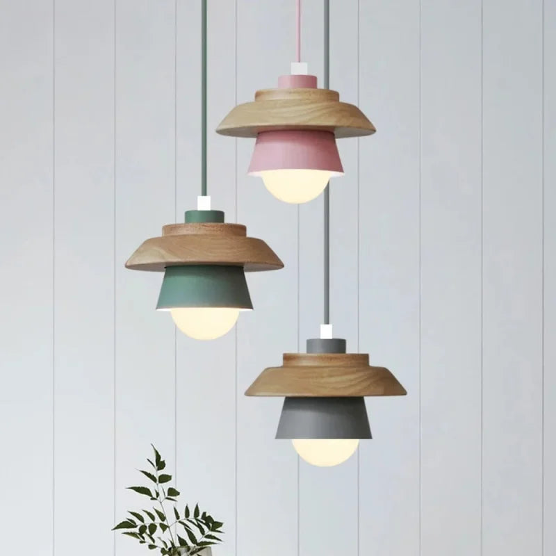 Colorful Macaron-Style Wood Pendant Light | Nordic Design