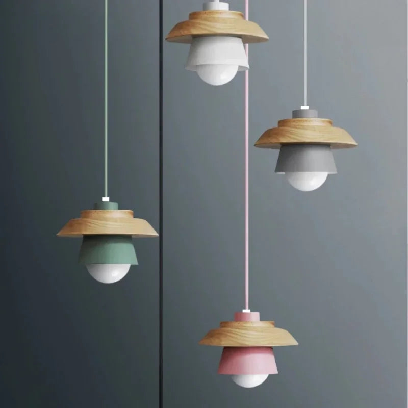 Colorful Macaron-Style Wood Pendant Light | Nordic Design