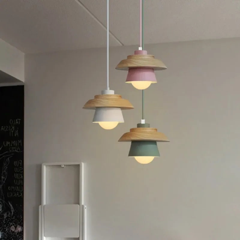 Colorful Macaron-Style Wood Pendant Light | Nordic Design