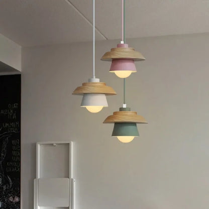 Colorful Macaron-Style Wood Pendant Light | Nordic Design