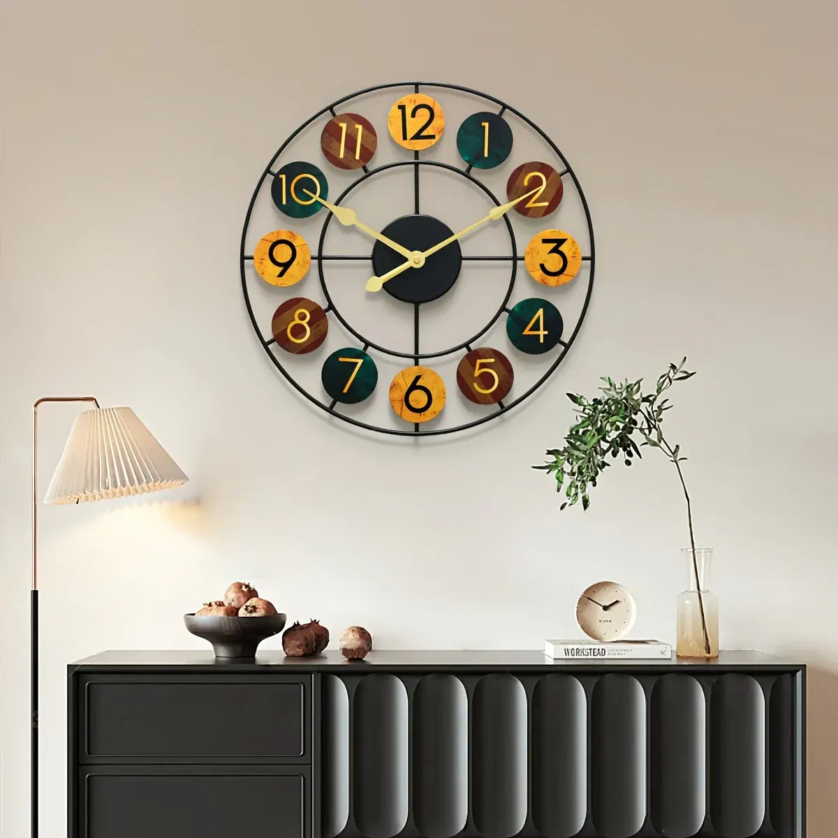 Colorful Retro Iron Wall Clock with Vibrant Metal Design