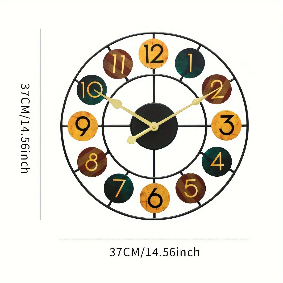 Colorful Retro Iron Wall Clock with Vibrant Metal Design