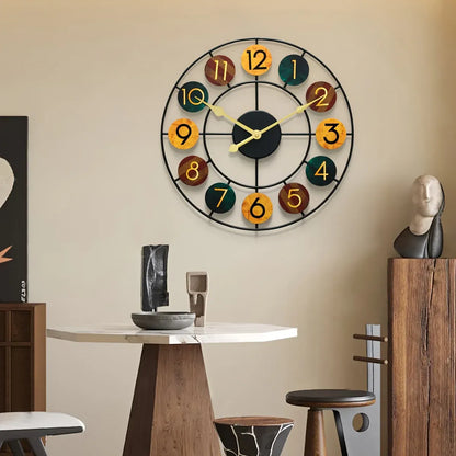 Colorful Retro Iron Wall Clock with Vibrant Metal Design