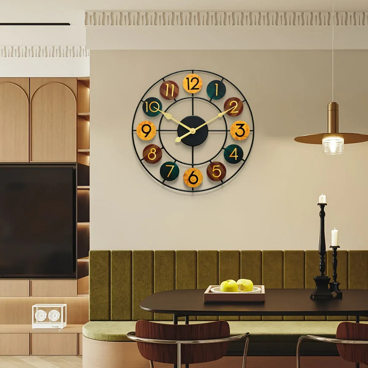 Colorful Retro Iron Wall Clock with Vibrant Metal Design