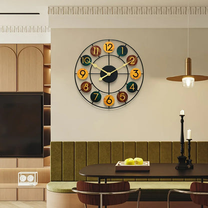 Colorful Retro Iron Wall Clock with Vibrant Metal Design