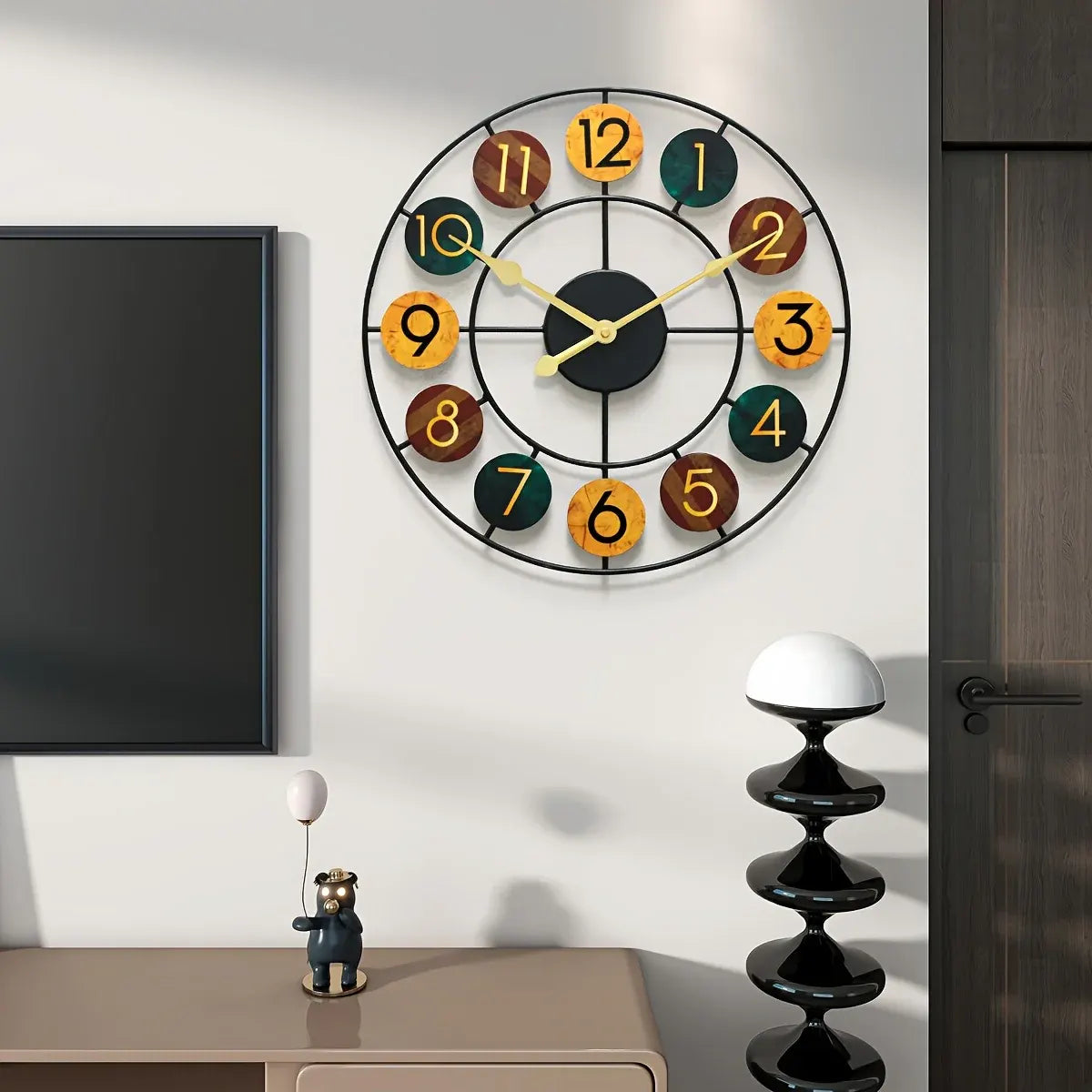 Colorful Retro Iron Wall Clock with Vibrant Metal Design