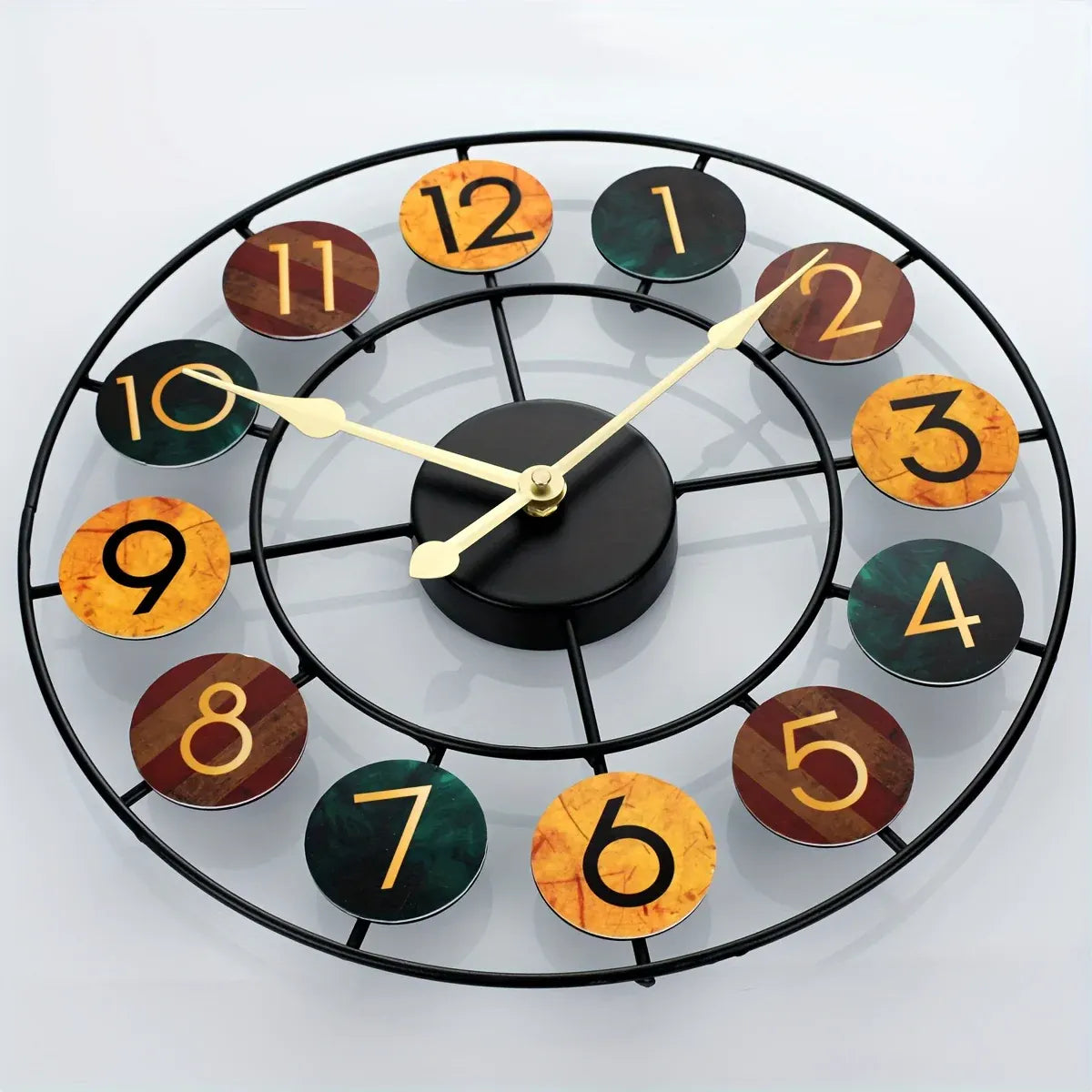 Colorful Retro Iron Wall Clock with Vibrant Metal Design