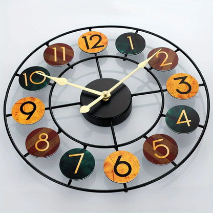 Colorful Retro Iron Wall Clock with Vibrant Metal Design