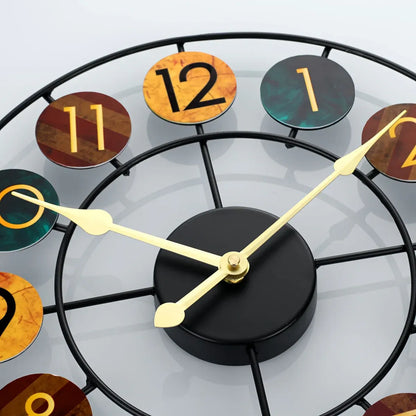 Colorful Retro Iron Wall Clock with Vibrant Metal Design