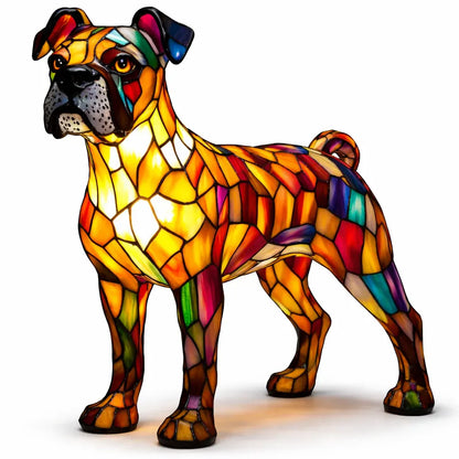 Colorful Stained Glass Dog LED Table Lamp Decorative Night Light