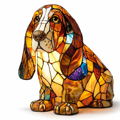 Colorful Stained Glass Dog LED Table Lamp Decorative Night Light