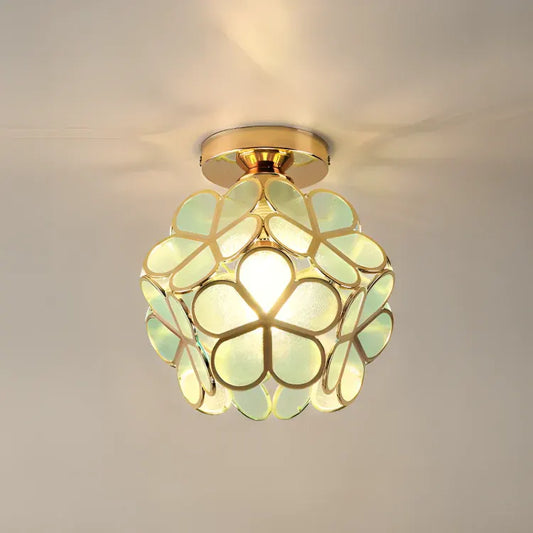 Colorful Vintage-Inspired Retro Flower PVC Flush Mount Ceiling Light