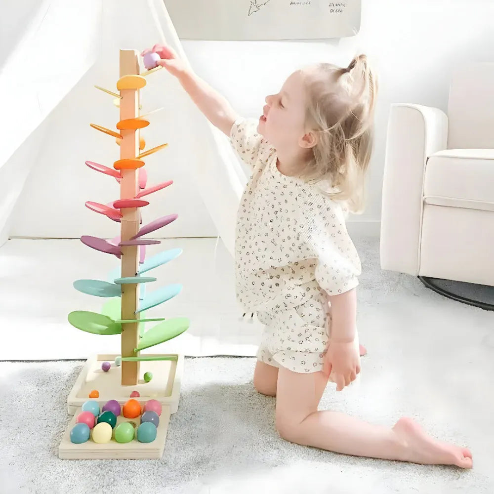Colorful Wooden Marble Run Educational Toy for Kids
