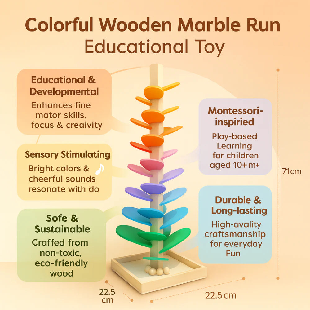 Colorful Wooden Marble Run Educational Toy for Kids
