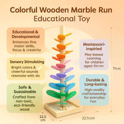Colorful Wooden Marble Run Educational Toy for Kids