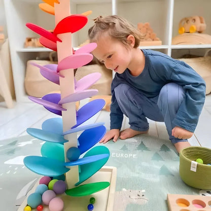 Colorful Wooden Marble Run Educational Toy for Kids