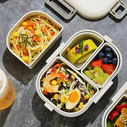 Compact Bento Lunch Box | Leak-Proof, 3-Compartment Portable Container