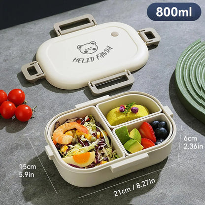 Compact Bento Lunch Box | Leak-Proof, 3-Compartment Portable Container