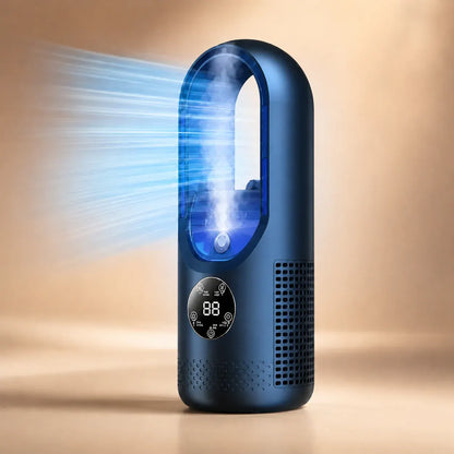 Compact Bladeless Portable Cooling Fan with Mini Air Conditioner Function