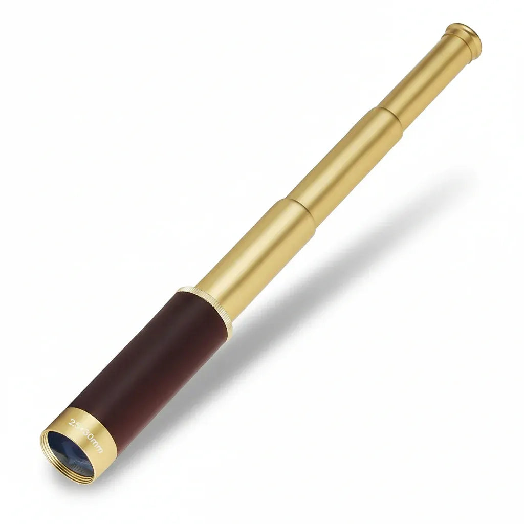 Compact Brass Leather Handheld Zoom Monocular Scope